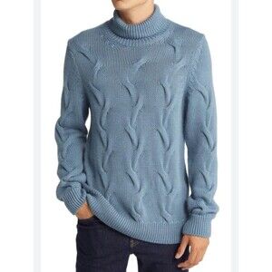 BRAX Brian Wool Blend Turtleneck Sweater In Storm Blue Sz Large New
